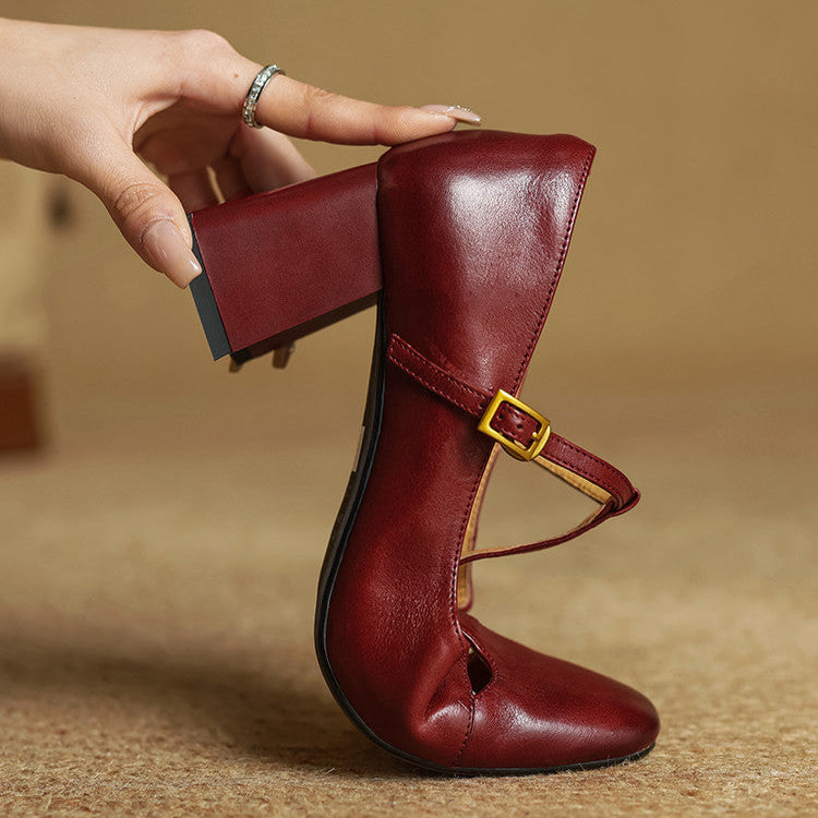 AuraBarcelona™ Elora Tacones Altos de Cuero Auténtico