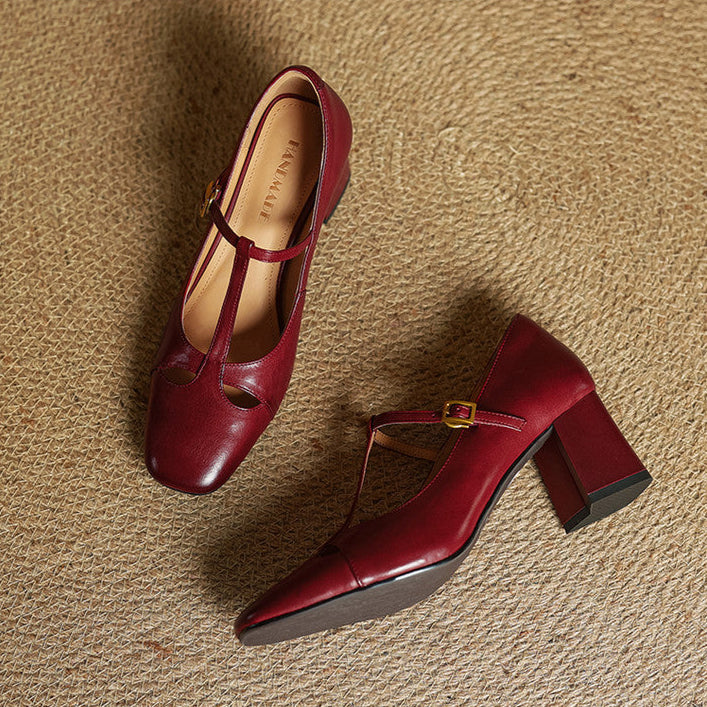 AuraBarcelona™ Elora Tacones Altos de Cuero Auténtico