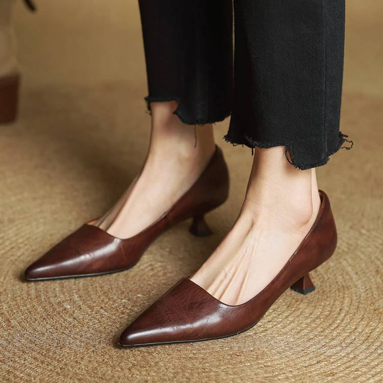 AuraBarcelona™ Anok Tacones Altos de Cuero Auténtico