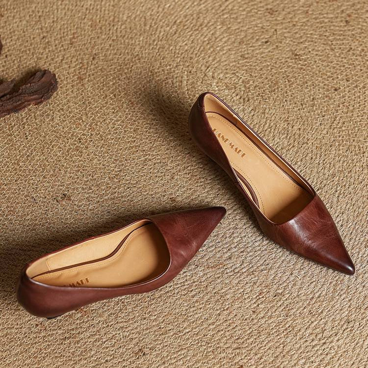 AuraBarcelona™ Anok Tacones Altos de Cuero Auténtico