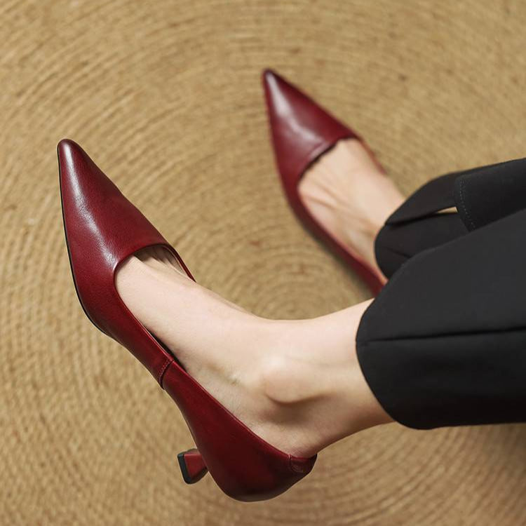 AuraBarcelona™ Anok Tacones Altos de Cuero Auténtico