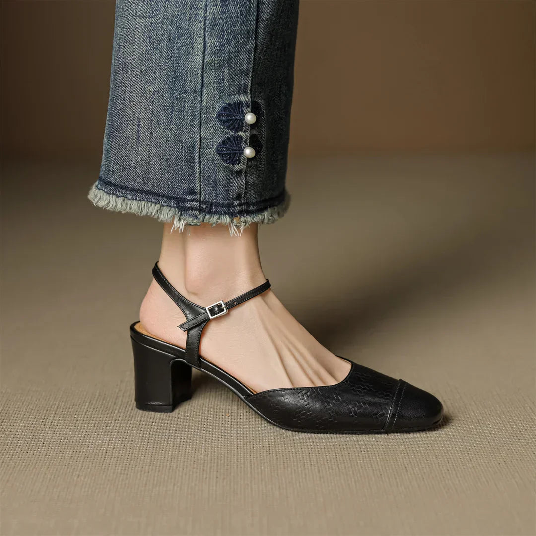 AuraBarcelona™ Tacones de Cuero Auténtico Valery