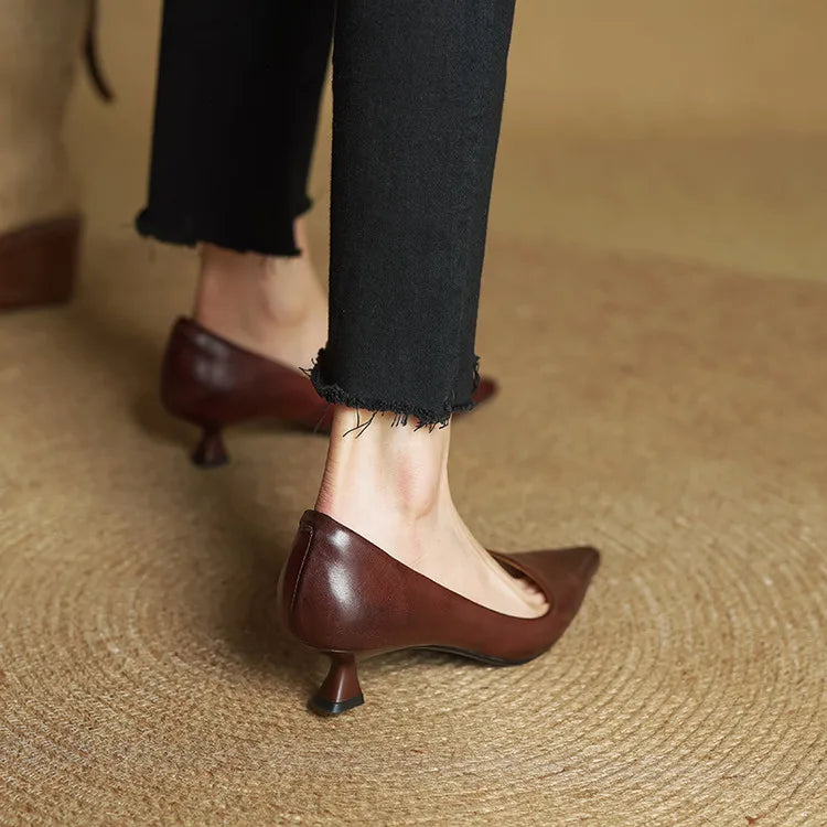 AuraBarcelona™ Anok Tacones Altos de Cuero Auténtico