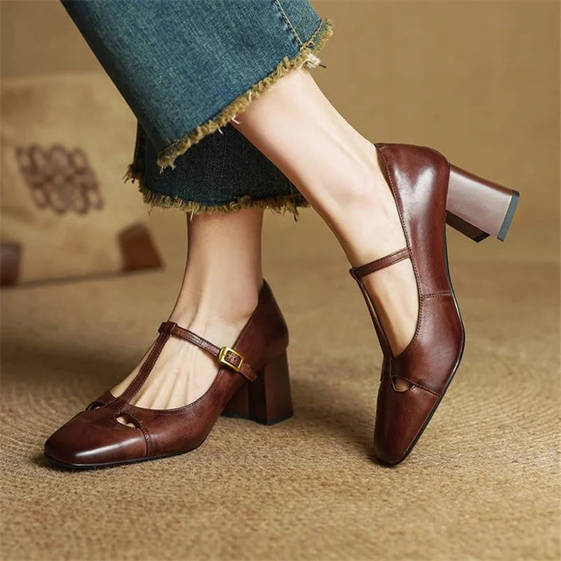 AuraBarcelona™ Elora Tacones Altos de Cuero Auténtico