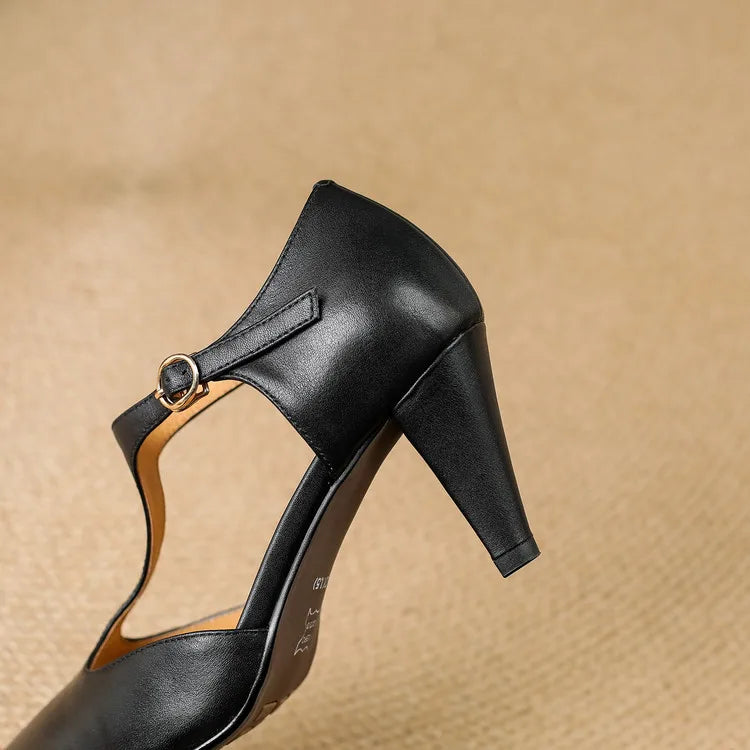 AuraBarcelona™ Tacones Altos de Cuero Auténtico Triana
