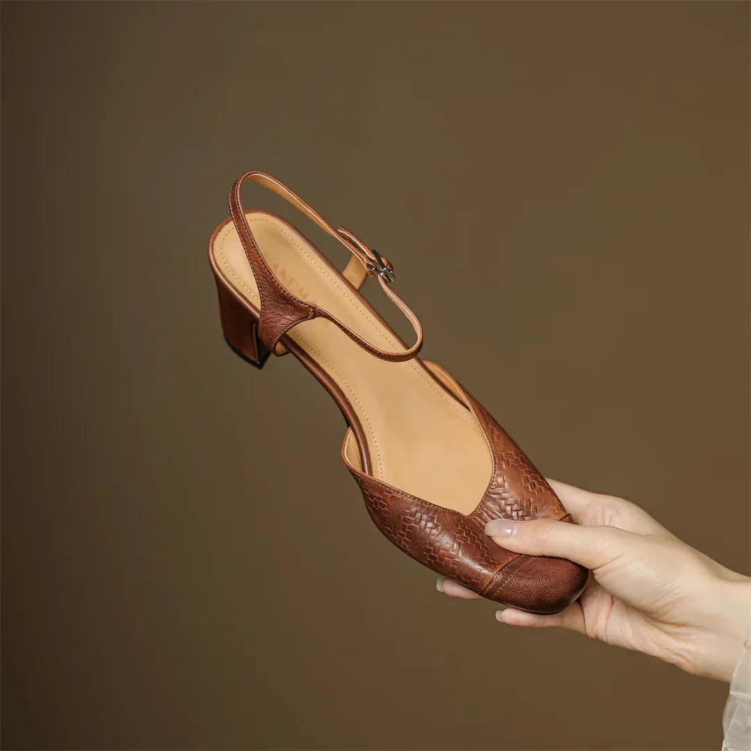 AuraBarcelona™ Tacones de Cuero Auténtico Valery