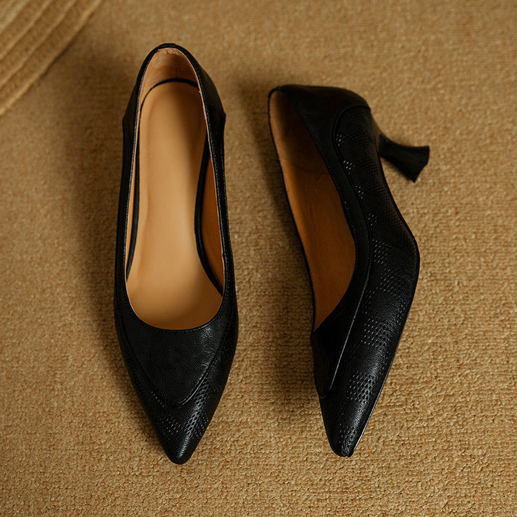 AuraBarcelona™ Zapatos de Tacón Alto de Cuero Auténtico Belle