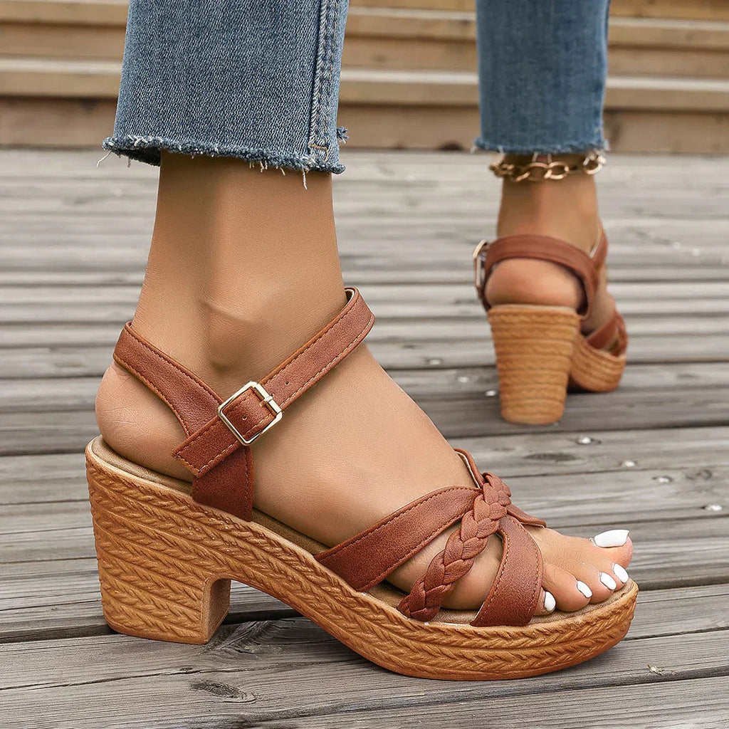 AuraBarcelona™ SANDALIAS CON TACÓN TRAMADO