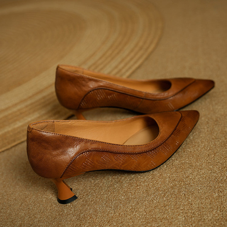 AuraBarcelona™ Zapatos de Tacón Alto de Cuero Auténtico Belle