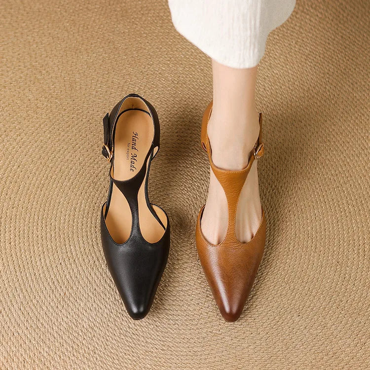AuraBarcelona™ Tacones Altos de Cuero Auténtico Triana