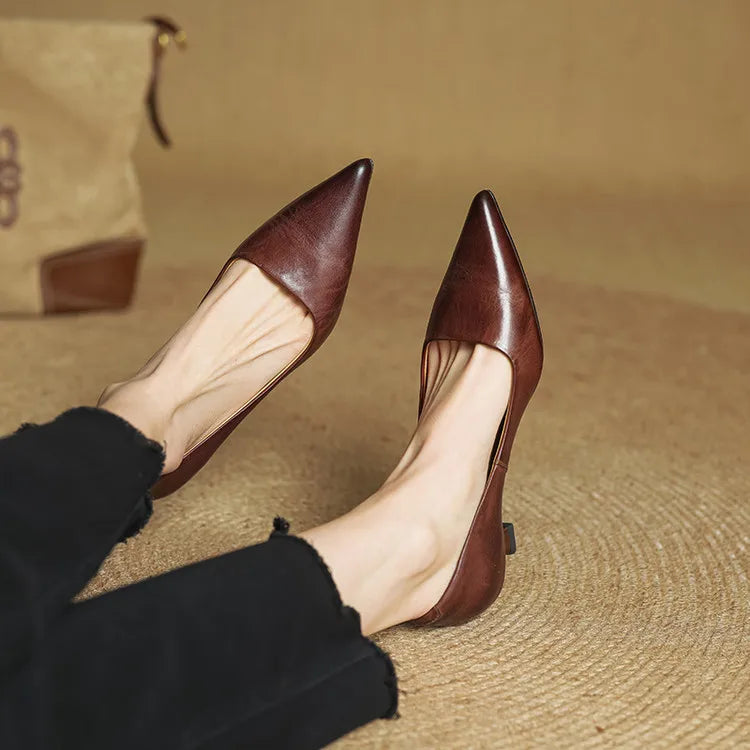 AuraBarcelona™ Anok Tacones Altos de Cuero Auténtico