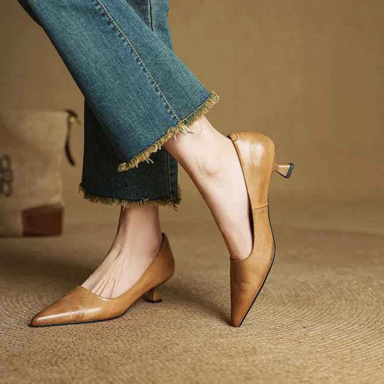 AuraBarcelona™ Anok Tacones Altos de Cuero Auténtico