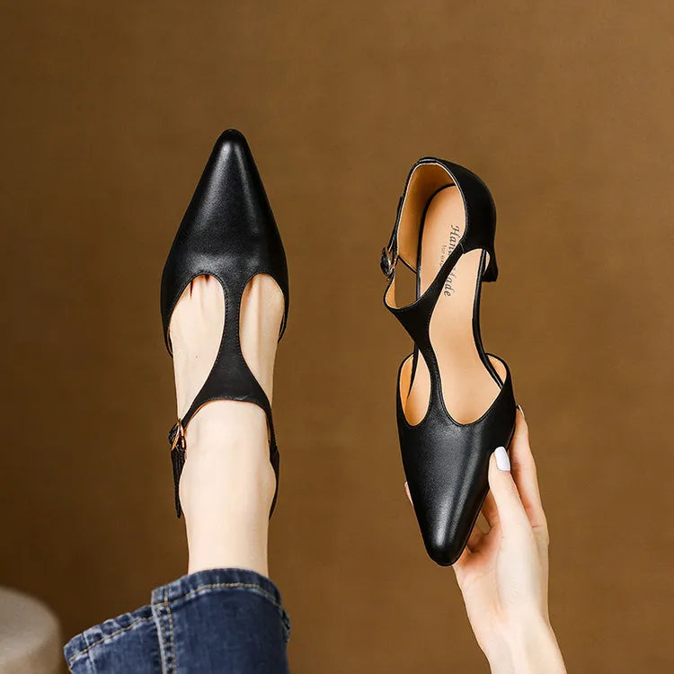 AuraBarcelona™ Tacones Altos de Cuero Auténtico Triana