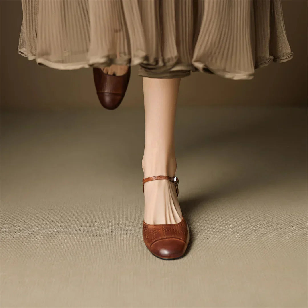 AuraBarcelona™ Tacones de Cuero Auténtico Valery