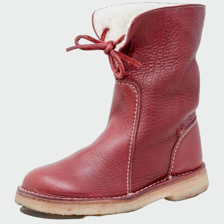 AuraBarcelona™ Alba | Botines De Cuero Impermeables Con Forro De Lana