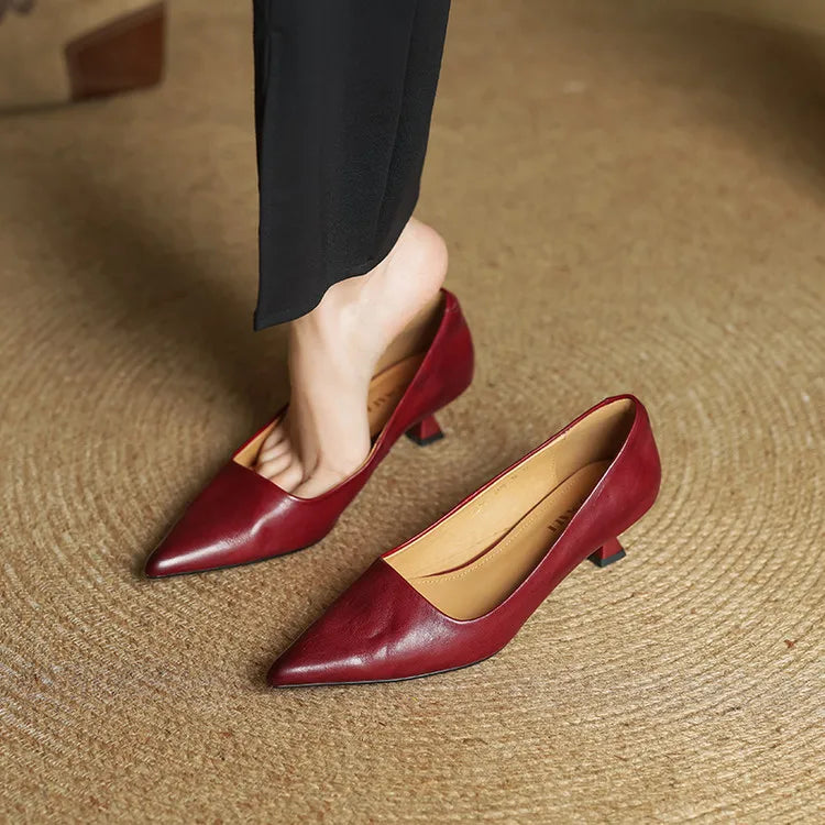 AuraBarcelona™ Anok Tacones Altos de Cuero Auténtico