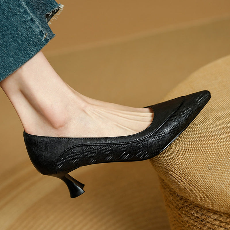 AuraBarcelona™ Zapatos de Tacón Alto de Cuero Auténtico Belle