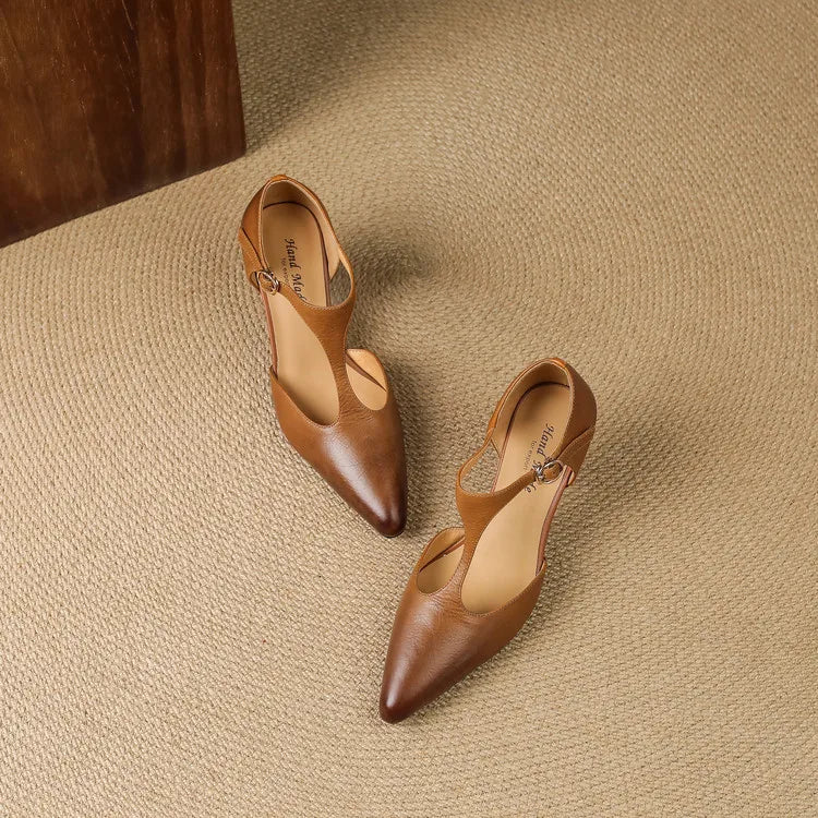 AuraBarcelona™ Tacones Altos de Cuero Auténtico Triana