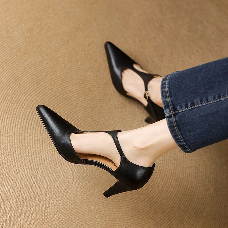 AuraBarcelona™ Tacones Altos de Cuero Auténtico Triana