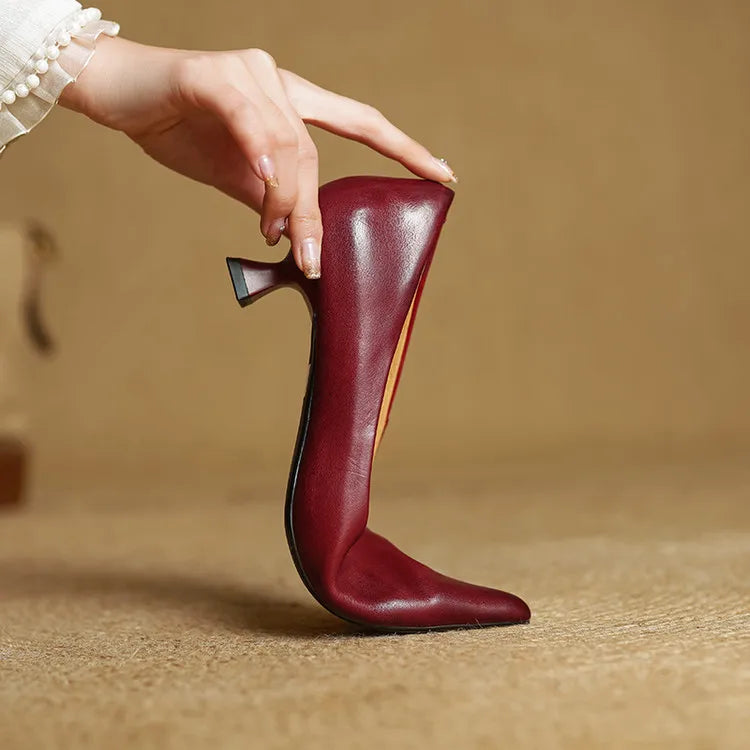 AuraBarcelona™ Anok Tacones Altos de Cuero Auténtico