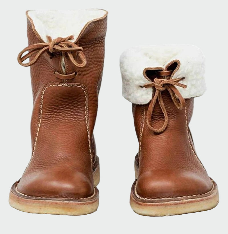 AuraBarcelona™ Alba | Botines De Cuero Impermeables Con Forro De Lana