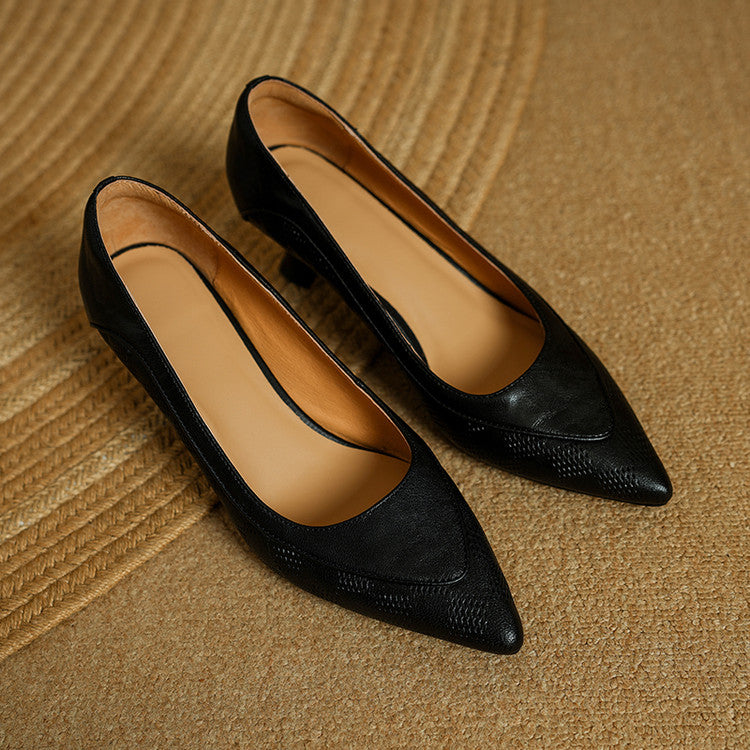 AuraBarcelona™ Zapatos de Tacón Alto de Cuero Auténtico Belle