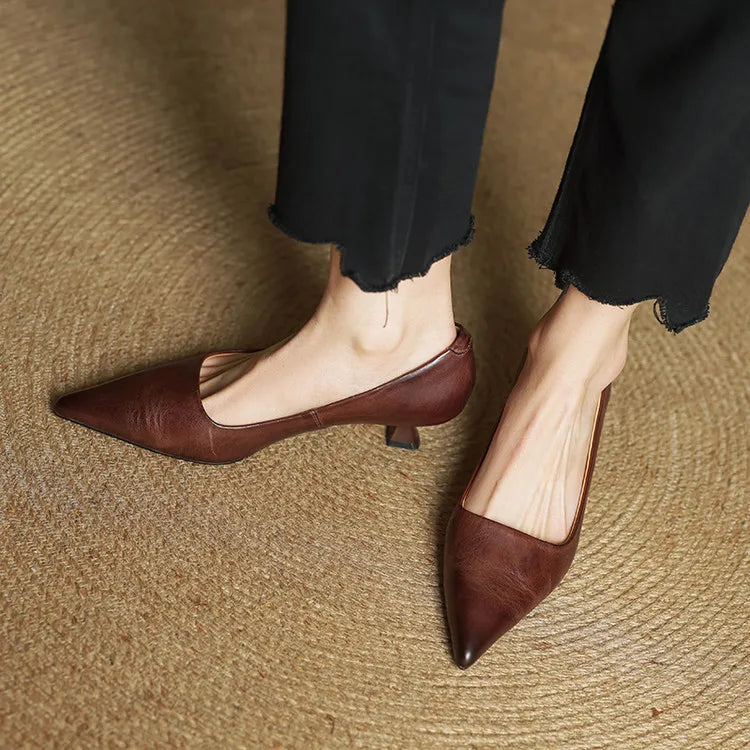 AuraBarcelona™ Anok Tacones Altos de Cuero Auténtico