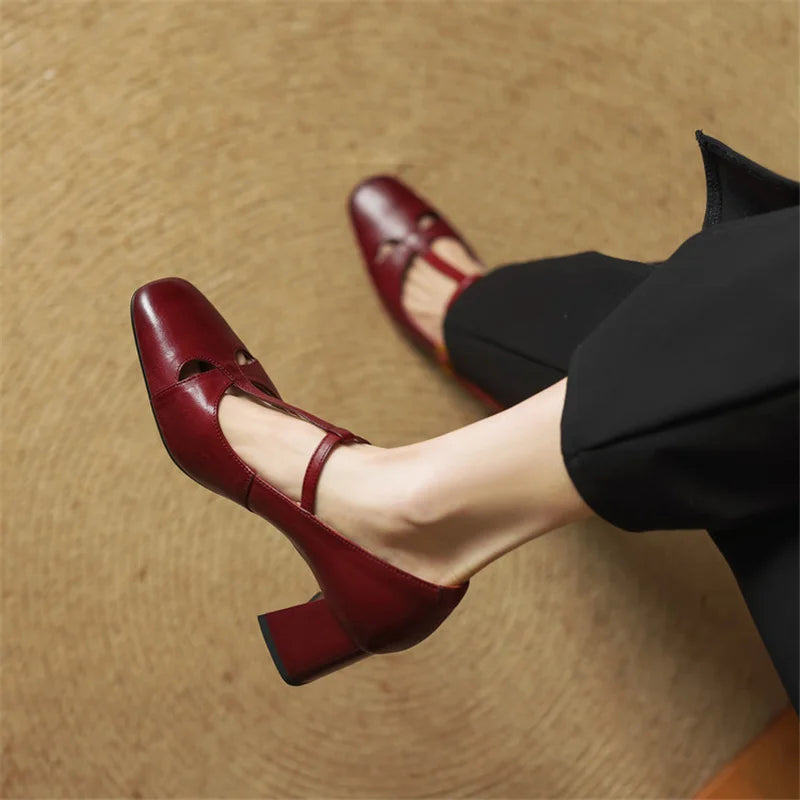 AuraBarcelona™ Elora Tacones Altos de Cuero Auténtico