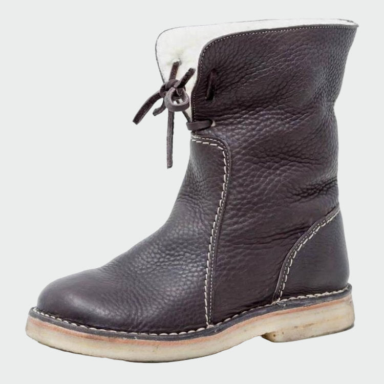 AuraBarcelona™ Alba | Botines De Cuero Impermeables Con Forro De Lana