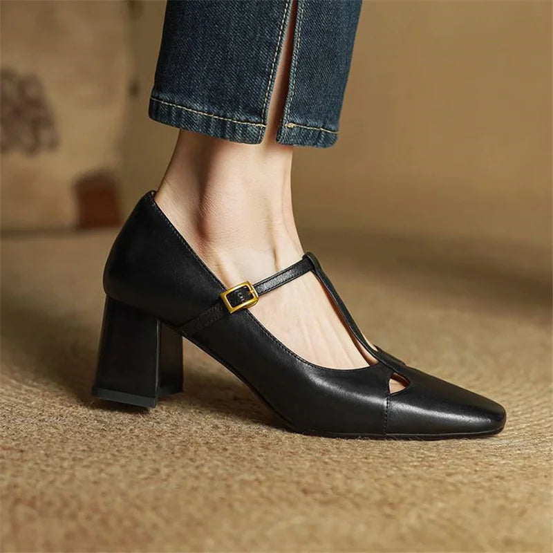 AuraBarcelona™ Elora Tacones Altos de Cuero Auténtico