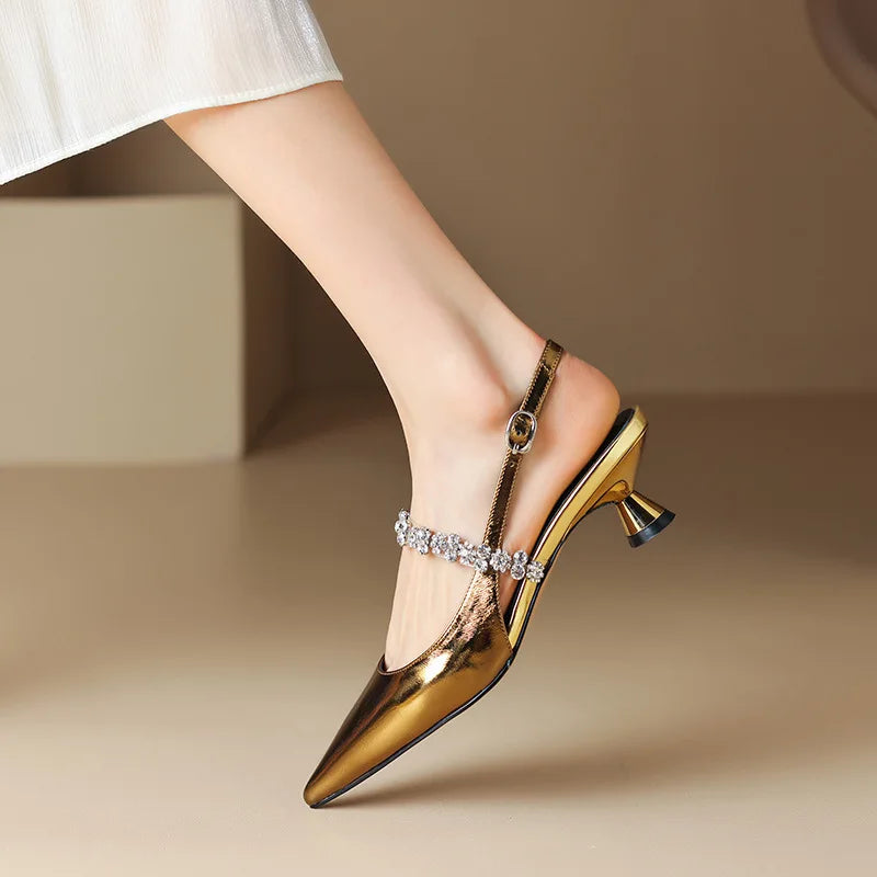 AuraBarcelona™ Zapatos de Tacón Bajo Elegantes Crysel