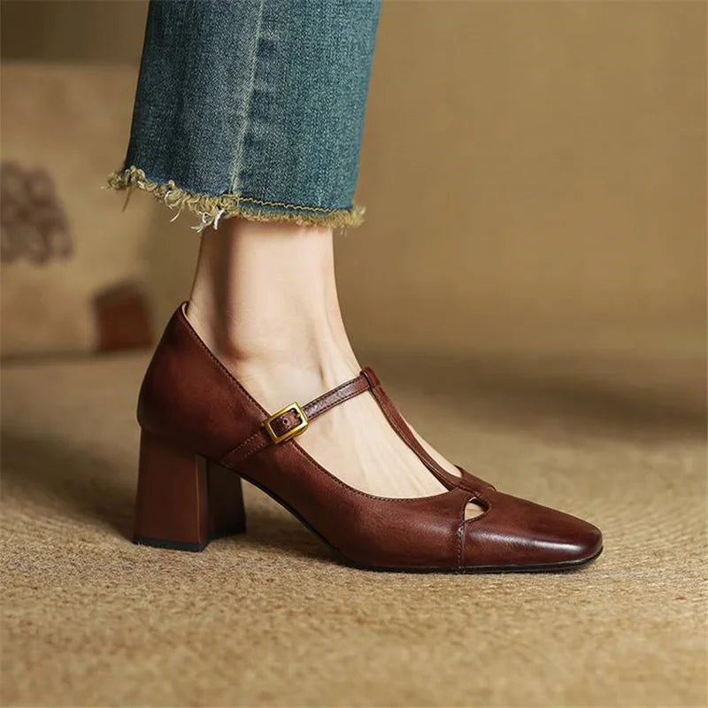 AuraBarcelona™ Elora Tacones Altos de Cuero Auténtico