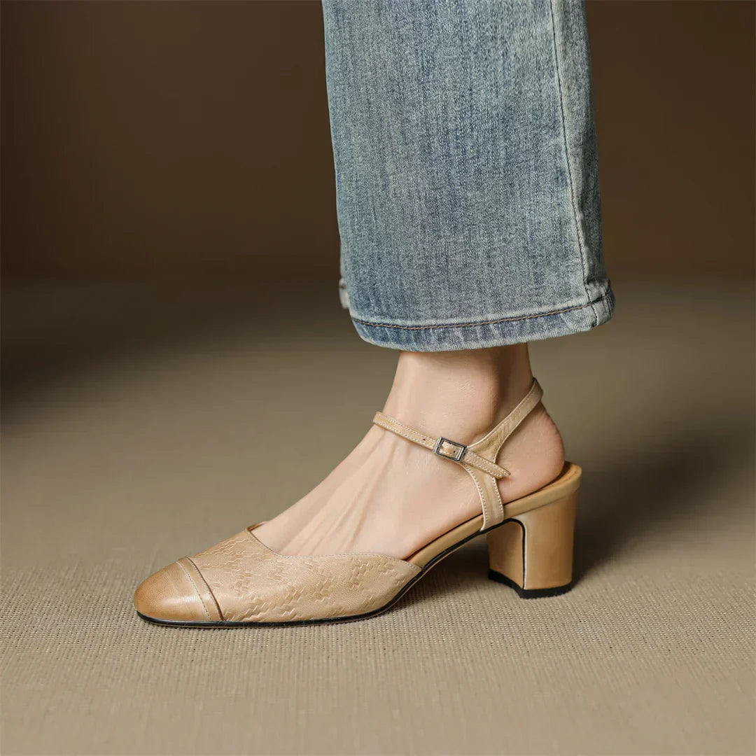 AuraBarcelona™ Tacones de Cuero Auténtico Valery