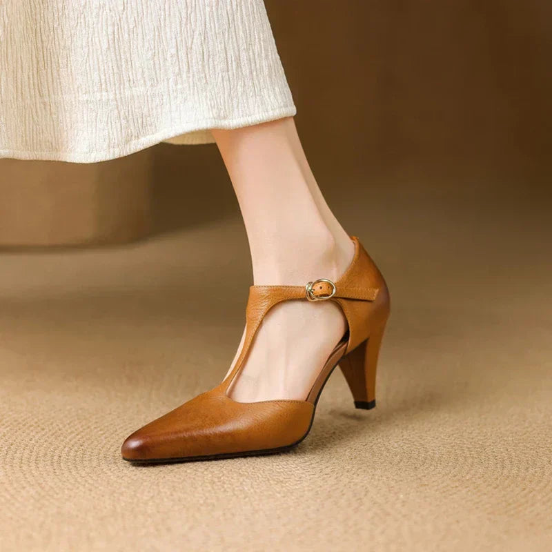 AuraBarcelona™ Tacones Altos de Cuero Auténtico Triana
