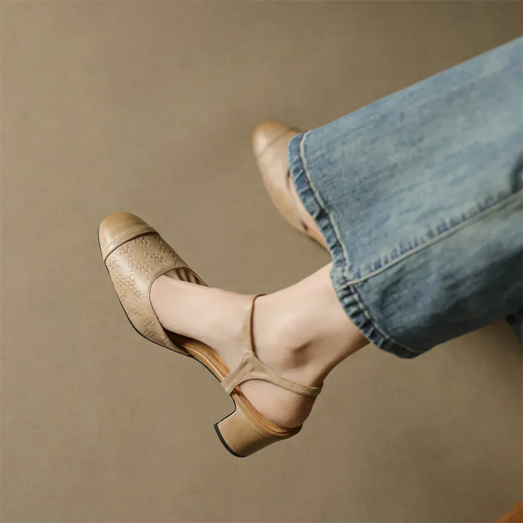AuraBarcelona™ Tacones de Cuero Auténtico Valery