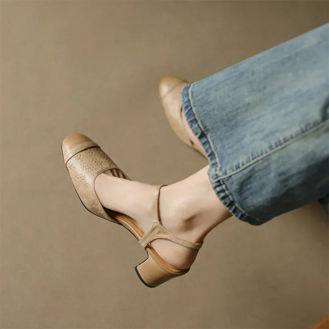 AuraBarcelona™ Tacones de Cuero Auténtico Valery