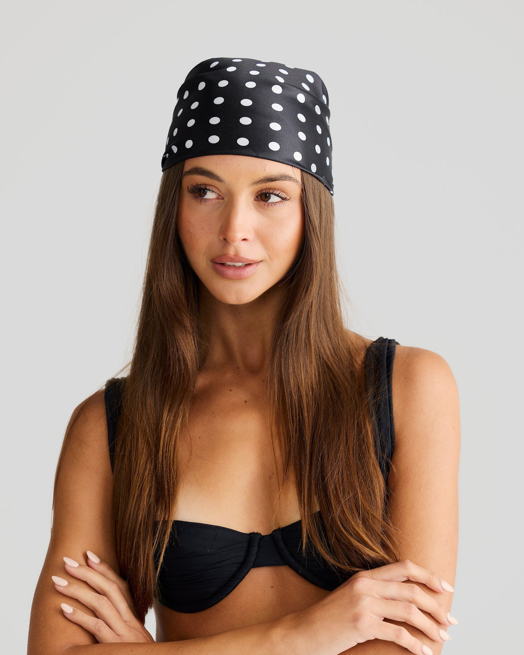 AuraBarcelona™ Havana Head Scarf Black Polka
