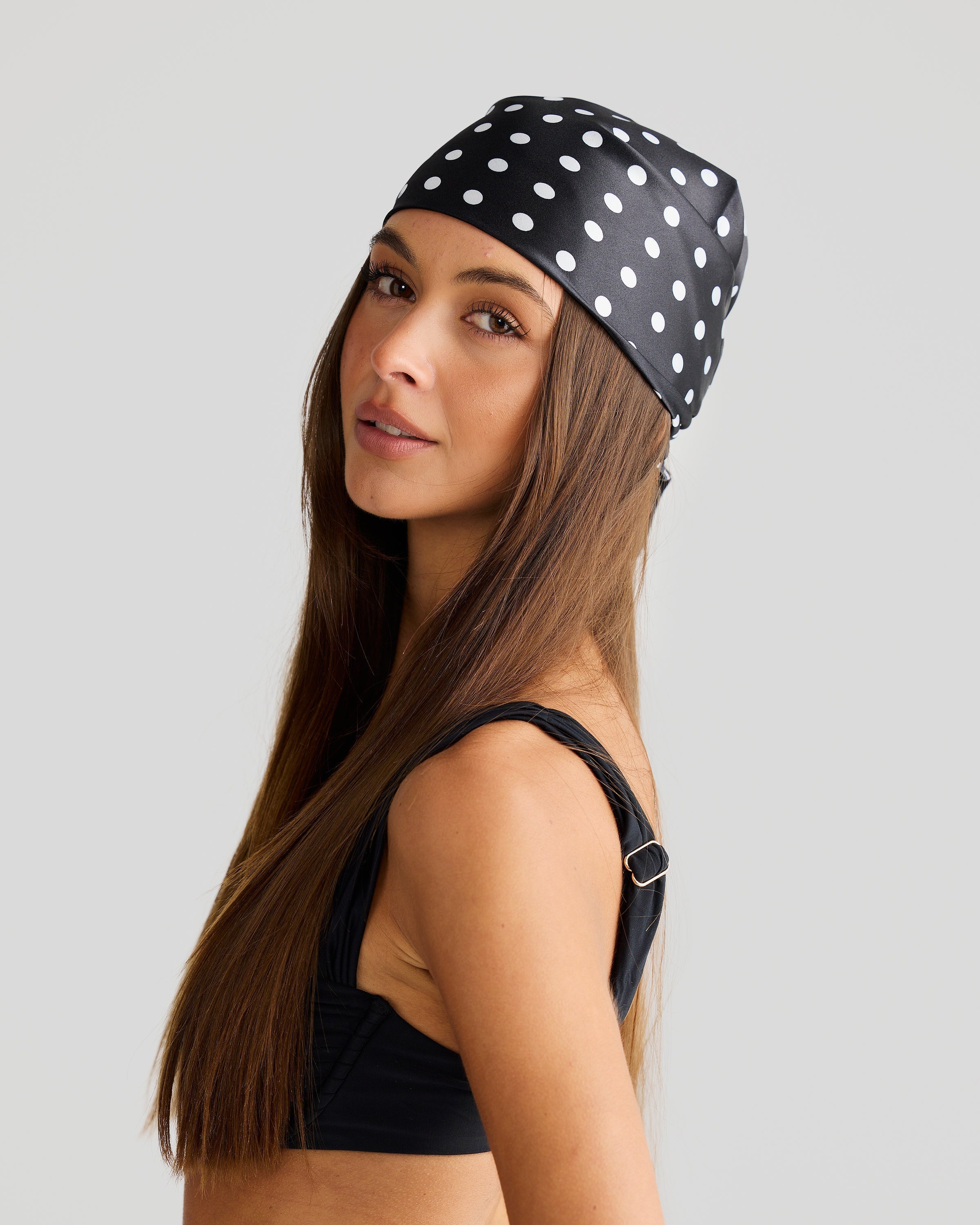 AuraBarcelona™ Havana Head Scarf Black Polka