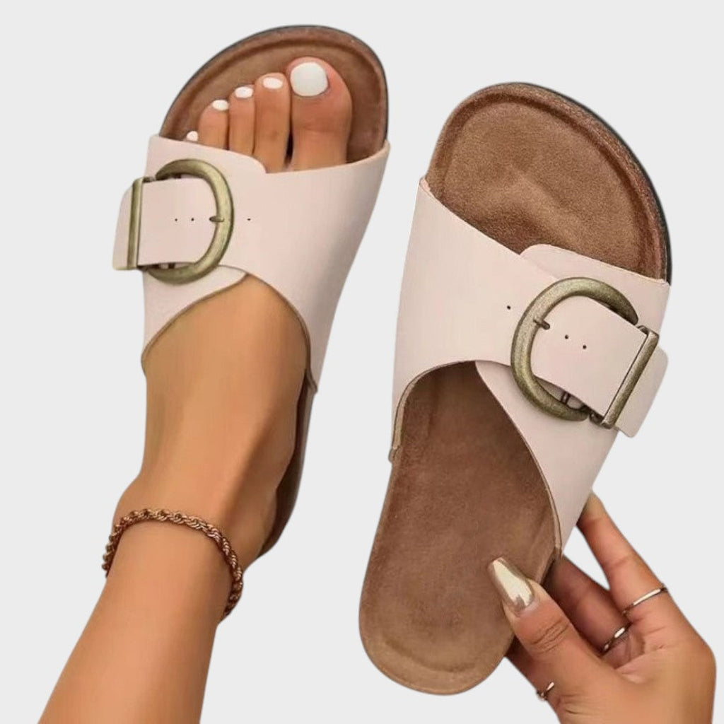 AuraBarcelona™ Bianca | Sandalias ortopédicas con hebillas