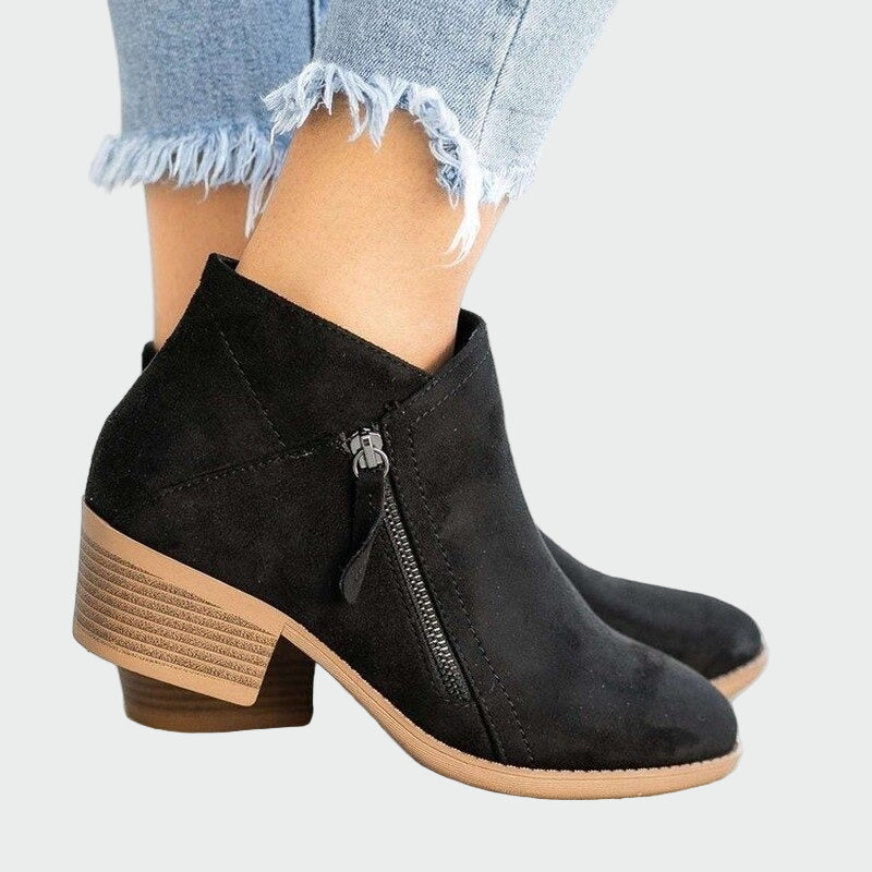 AuraBarcelona™ Claudia | Botas de cuero ortopédicas premium con tacón cómodo