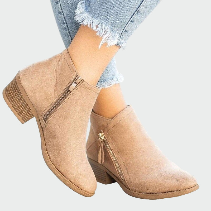 AuraBarcelona™ Claudia | Botas de cuero ortopédicas premium con tacón cómodo