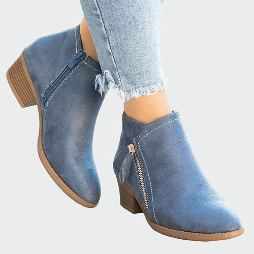 AuraBarcelona™ Claudia | Botas de cuero ortopédicas premium con tacón cómodo