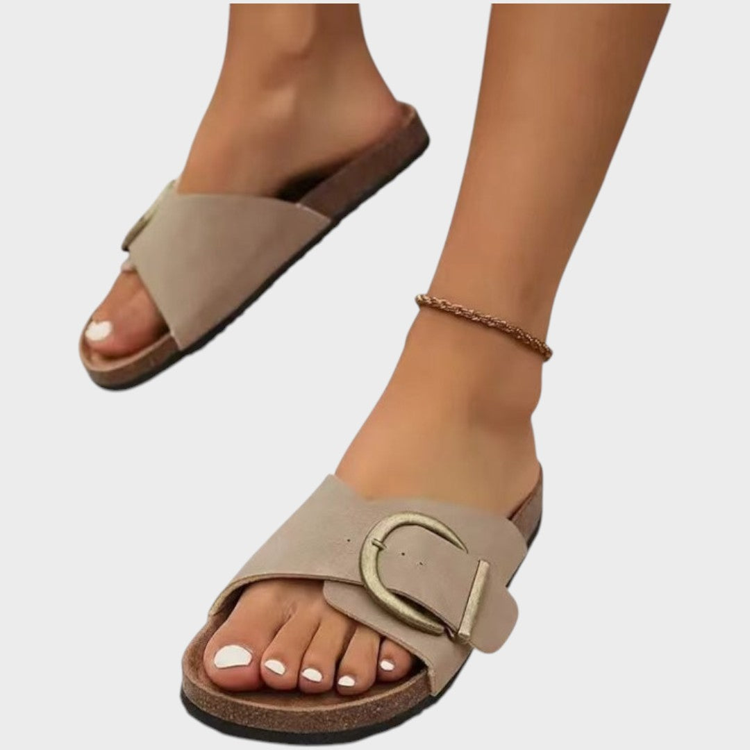 AuraBarcelona™ Bianca | Sandalias ortopédicas con hebillas