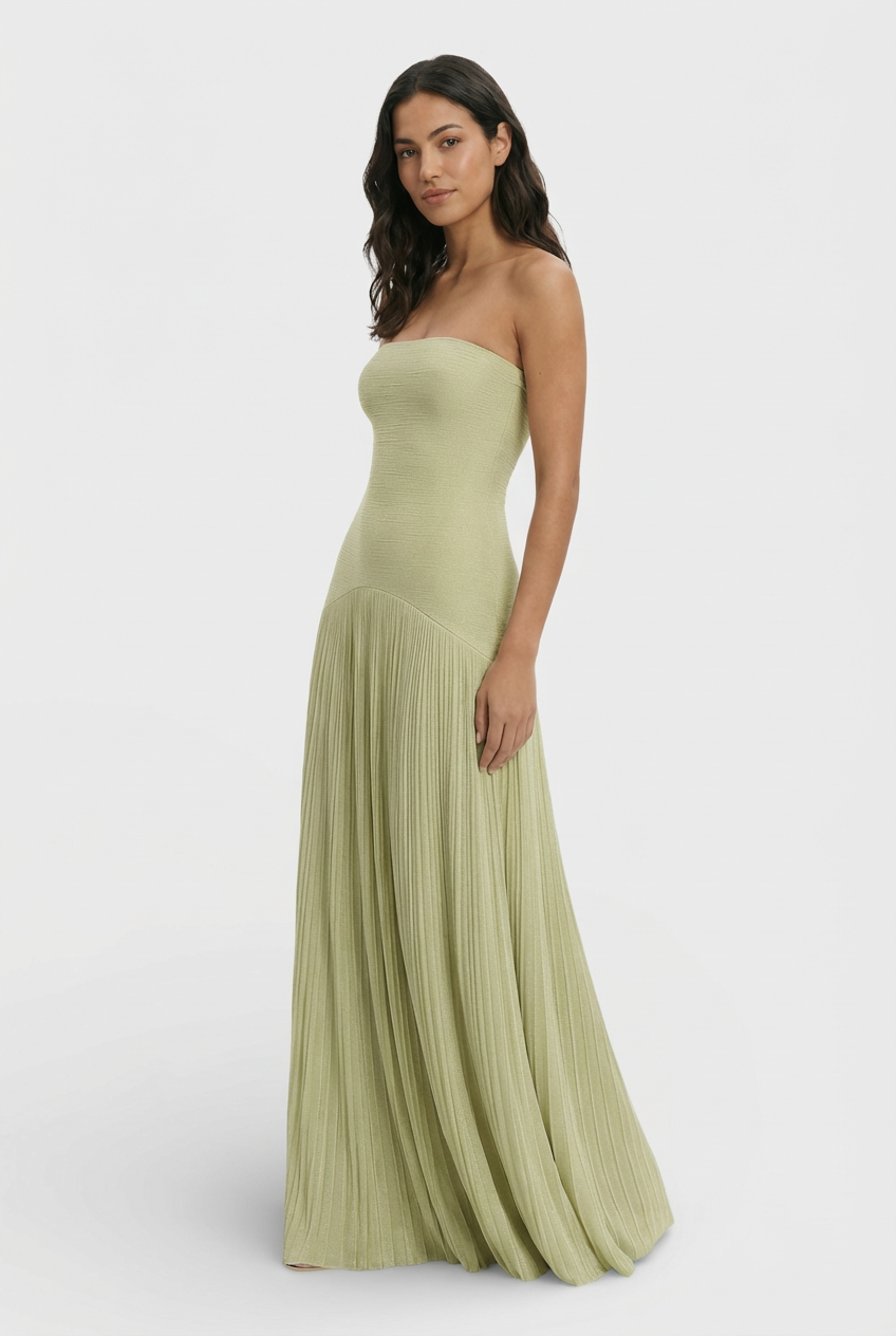 AuraBarcelona™ MAYA | Vestido maxi sin mangas de cintura caída