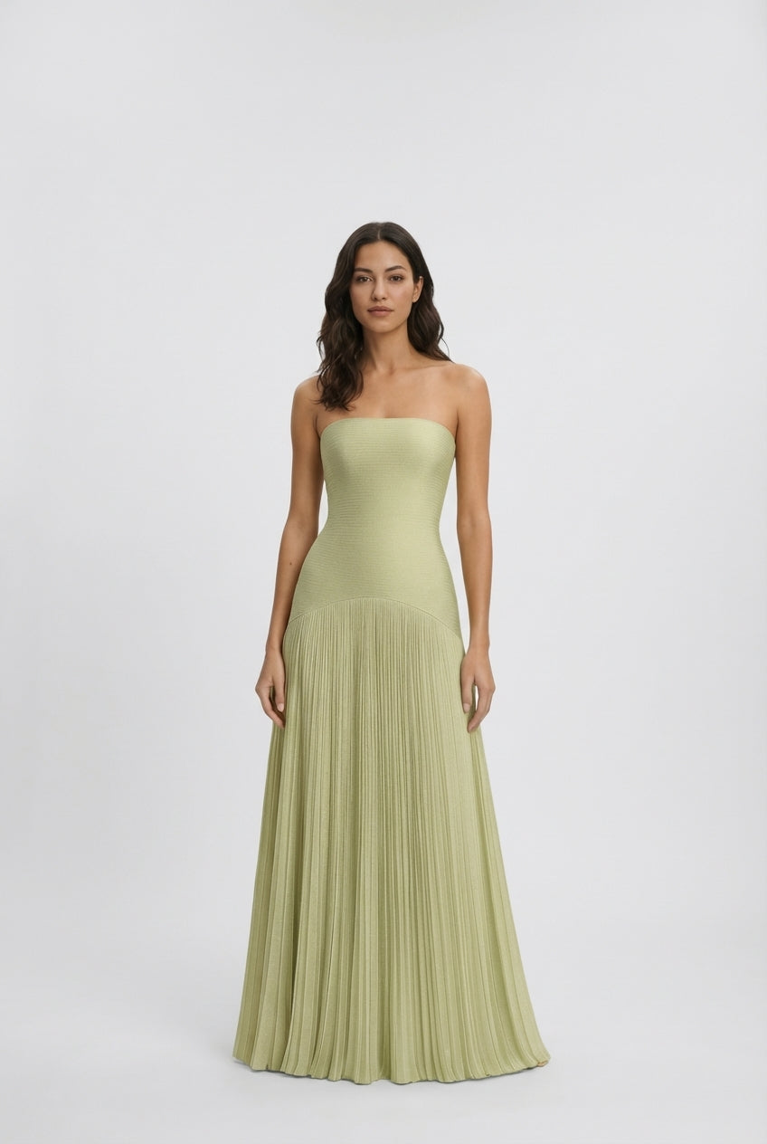AuraBarcelona™ MAYA | Vestido maxi sin mangas de cintura caída