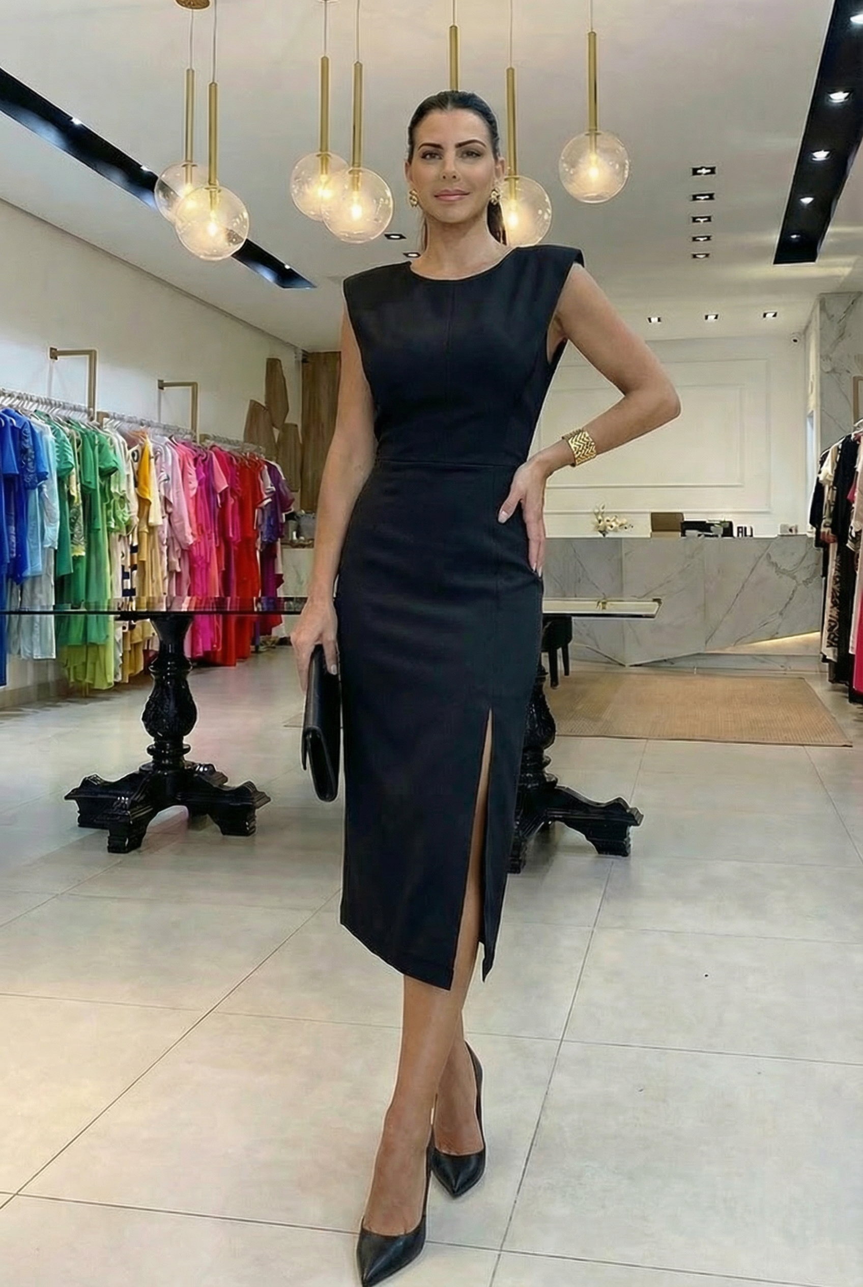 AuraBarcelona™ Bianca | Vestido Elegante con Abertura