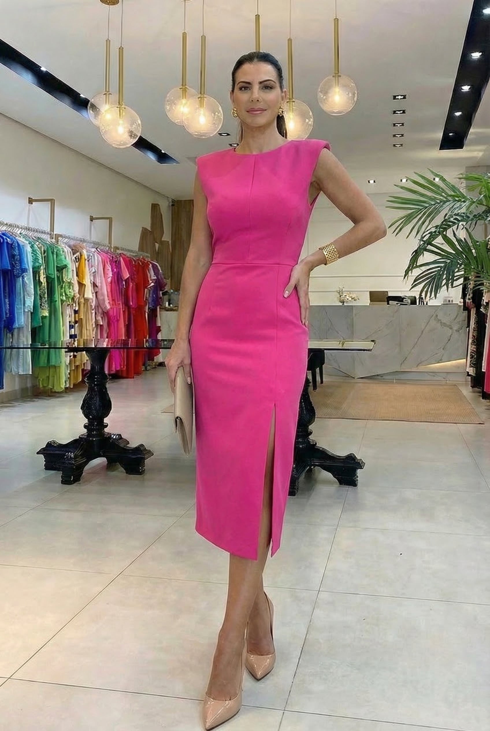 AuraBarcelona™ Bianca | Vestido Elegante con Abertura