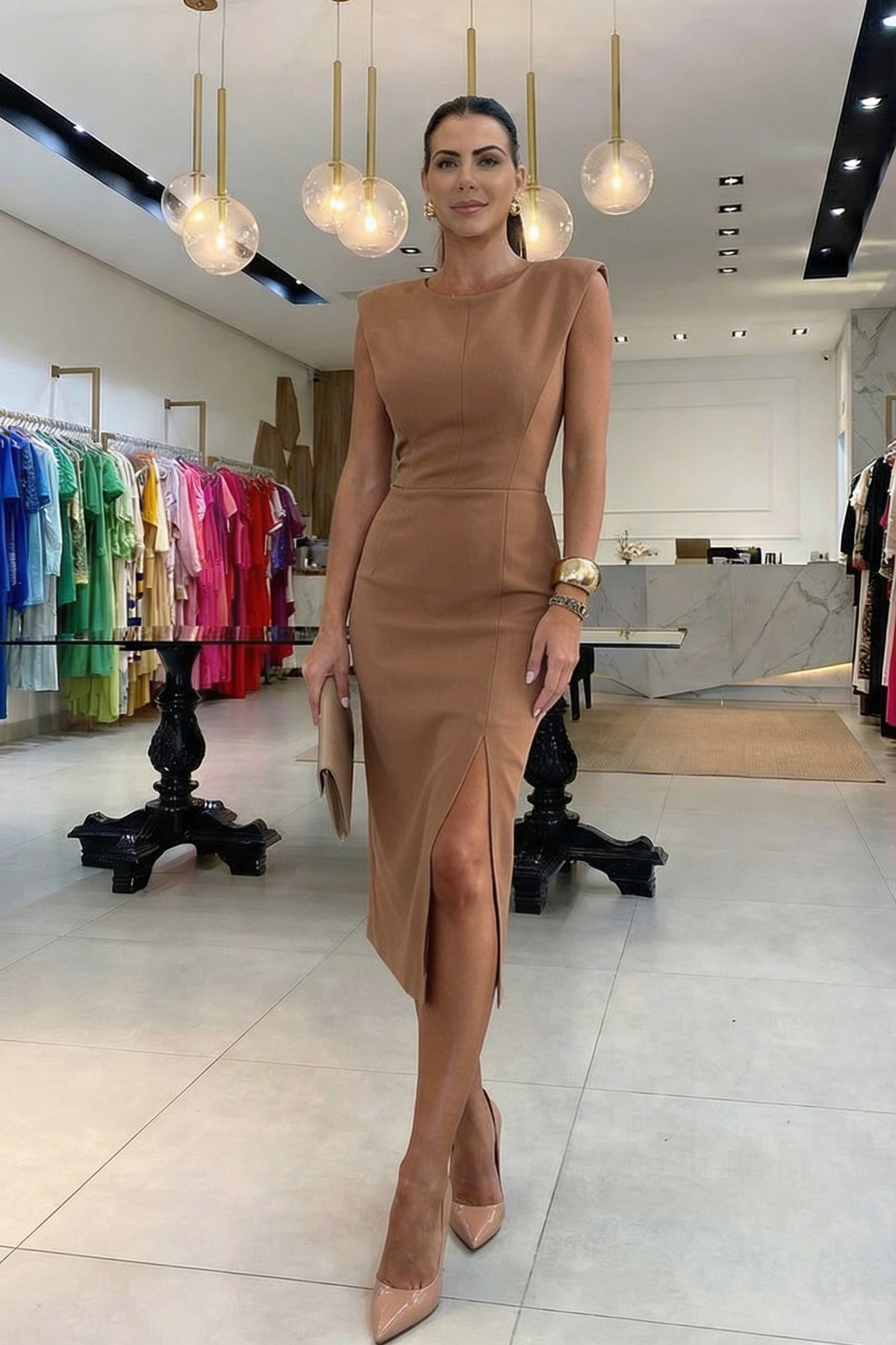 AuraBarcelona™ Bianca | Vestido Elegante con Abertura