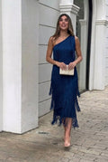 AuraBarcelona™ Irene | Vestido Asimétrico de Flecos