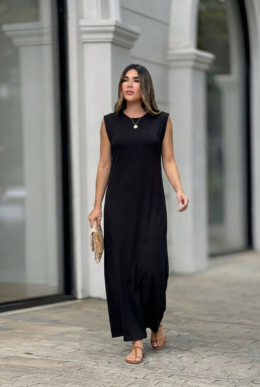 AuraBarcelona™ Inma | Vestido largo fluido antiarrugas